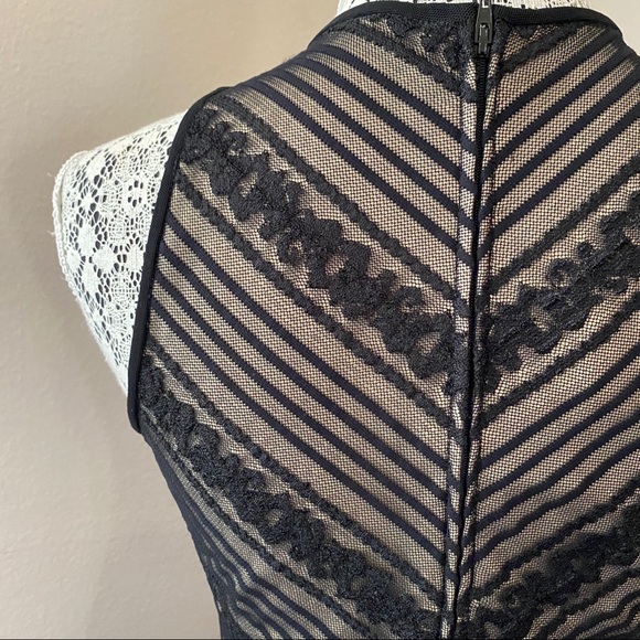 NWT Cache Nude Underlay Black Overlay HiNeck Dress - Picture 6 of 13